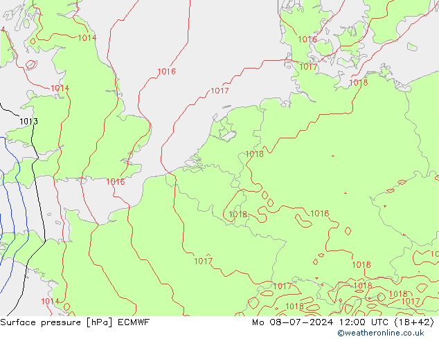 地面气压 ECMWF 星期一 08.07.2024 12 UTC