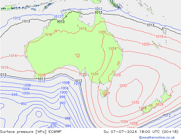 Luchtdruk (Grond) ECMWF zo 07.07.2024 18 UTC