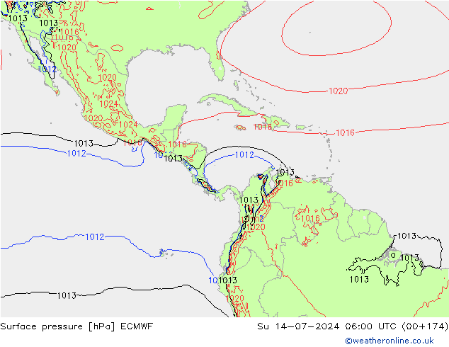 Luchtdruk (Grond) ECMWF zo 14.07.2024 06 UTC
