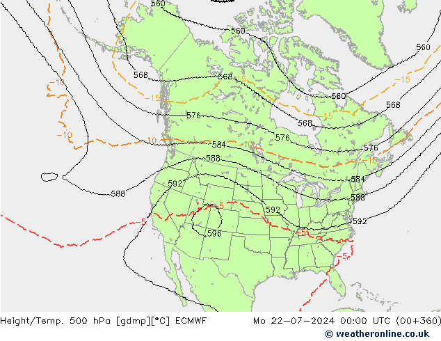 Hoogte/Temp. 500 hPa ECMWF ma 22.07.2024 00 UTC
