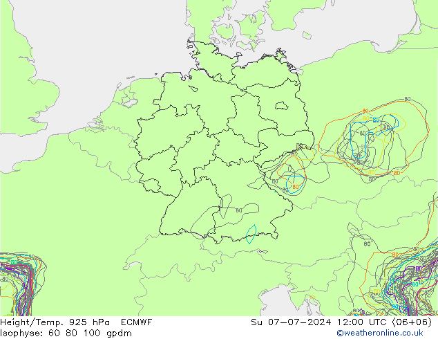 Hoogte/Temp. 925 hPa ECMWF zo 07.07.2024 12 UTC