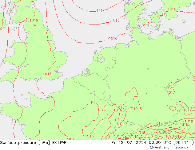 地面气压 ECMWF 星期五 12.07.2024 00 UTC