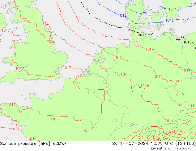 地面气压 ECMWF 星期日 14.07.2024 12 UTC