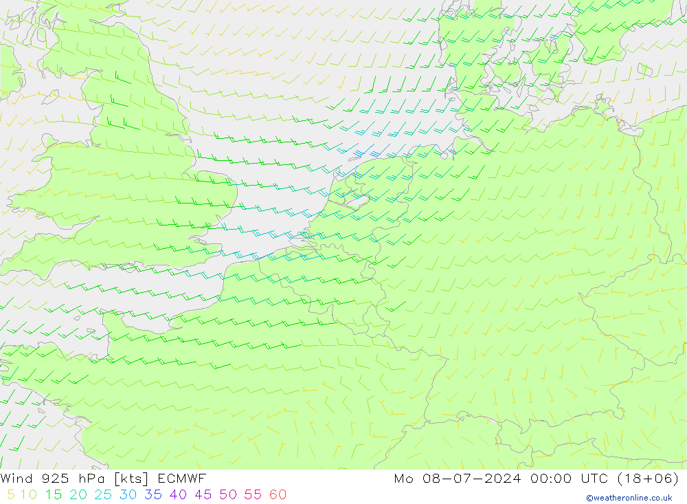 Wind 925 hPa ECMWF ma 08.07.2024 00 UTC