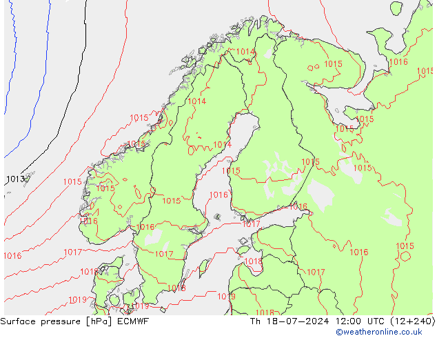 地面气压 ECMWF 星期四 18.07.2024 12 UTC