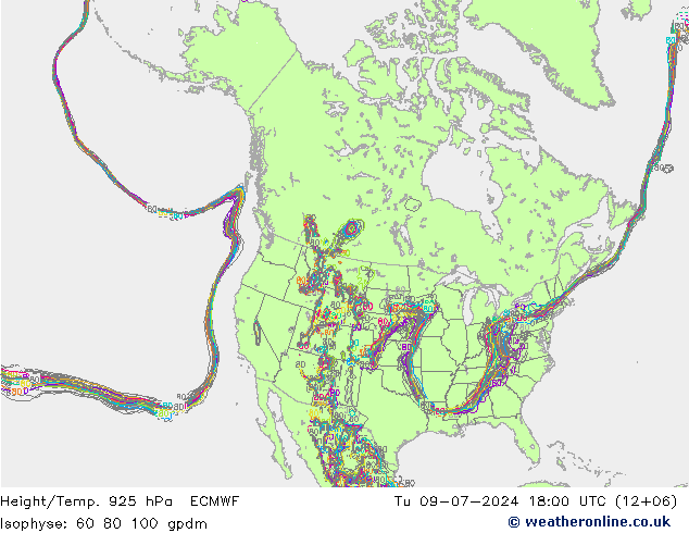 Hoogte/Temp. 925 hPa ECMWF di 09.07.2024 18 UTC