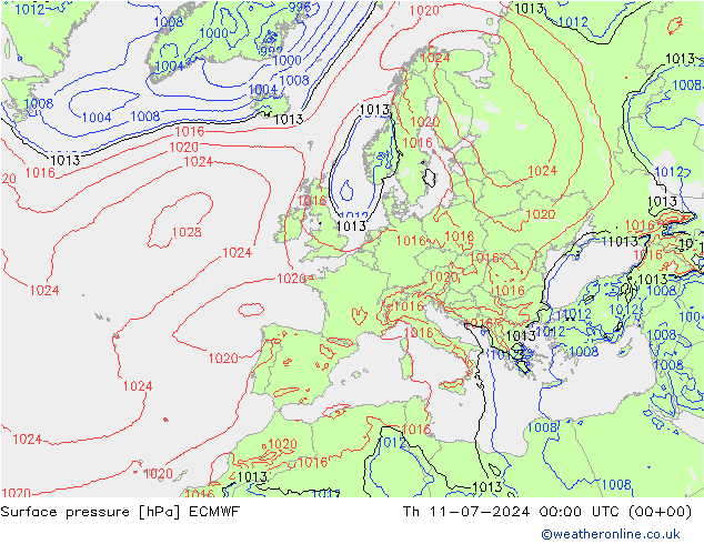 Luchtdruk (Grond) ECMWF do 11.07.2024 00 UTC