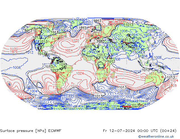 地面气压 ECMWF 星期五 12.07.2024 00 UTC