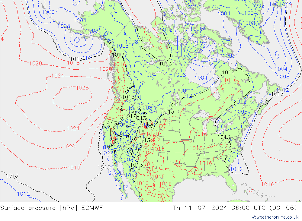 Luchtdruk (Grond) ECMWF do 11.07.2024 06 UTC