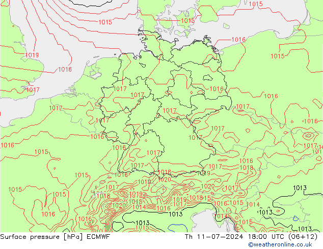 地面气压 ECMWF 星期四 11.07.2024 18 UTC