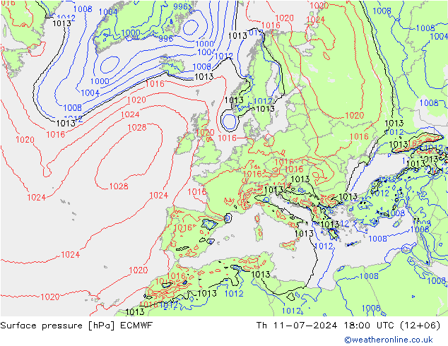 地面气压 ECMWF 星期四 11.07.2024 18 UTC