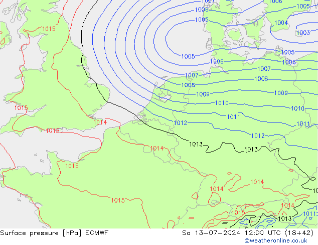 地面气压 ECMWF 星期六 13.07.2024 12 UTC