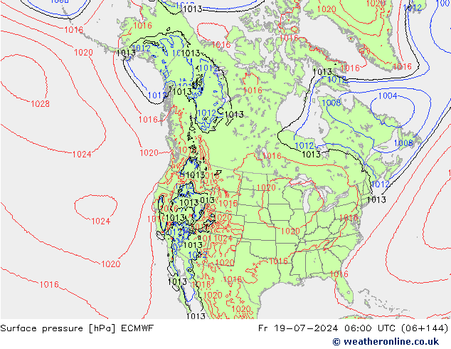 地面气压 ECMWF 星期五 19.07.2024 06 UTC