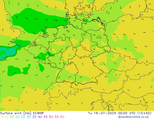 风 10 米 ECMWF 星期二 16.07.2024 00 UTC