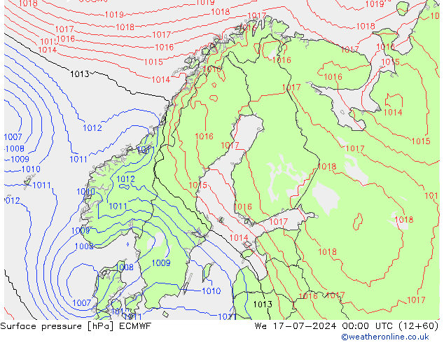 Luchtdruk (Grond) ECMWF wo 17.07.2024 00 UTC