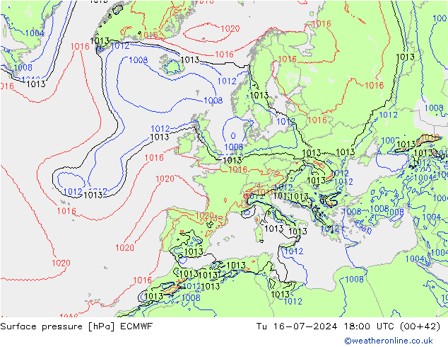 Luchtdruk (Grond) ECMWF di 16.07.2024 18 UTC
