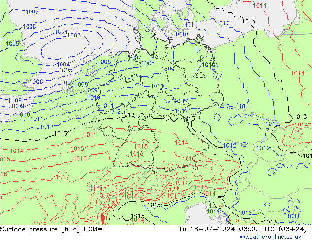 Luchtdruk (Grond) ECMWF di 16.07.2024 06 UTC