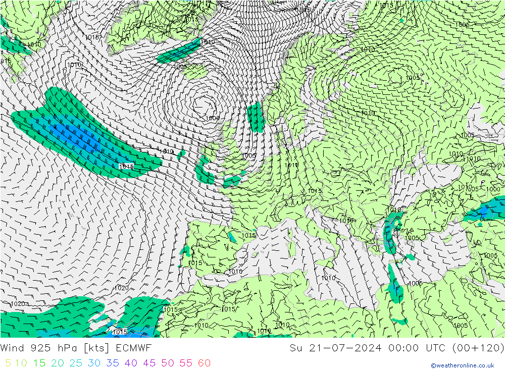 Wind 925 hPa ECMWF zo 21.07.2024 00 UTC