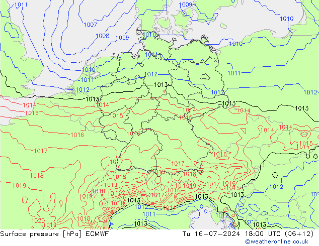 Luchtdruk (Grond) ECMWF di 16.07.2024 18 UTC