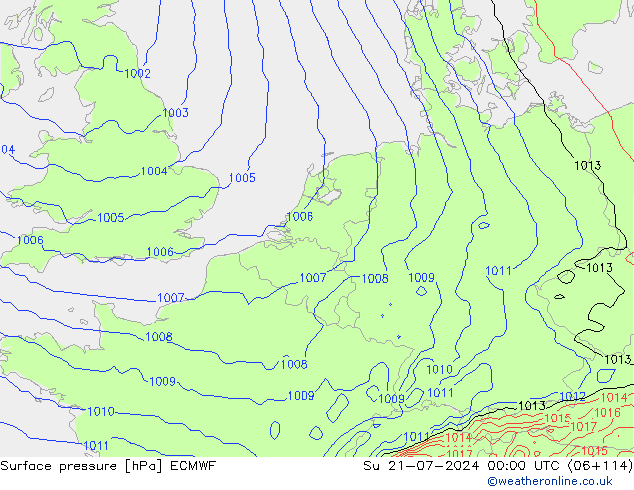 地面气压 ECMWF 星期日 21.07.2024 00 UTC