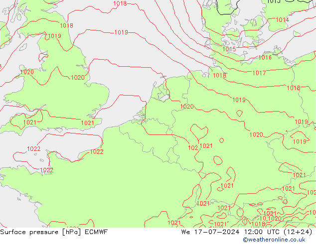 地面气压 ECMWF 星期三 17.07.2024 12 UTC
