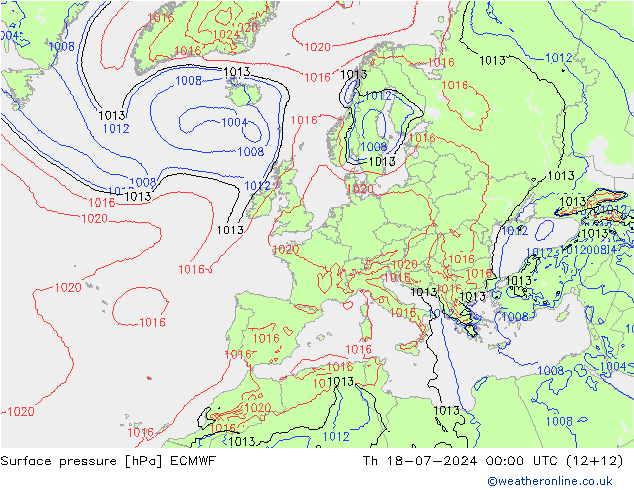地面气压 ECMWF 星期四 18.07.2024 00 UTC