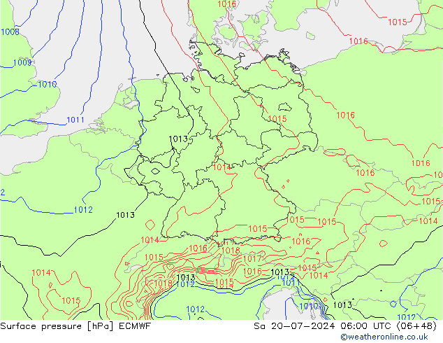 地面气压 ECMWF 星期六 20.07.2024 06 UTC