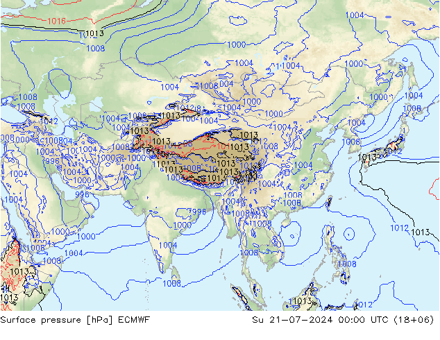 Luchtdruk (Grond) ECMWF zo 21.07.2024 00 UTC