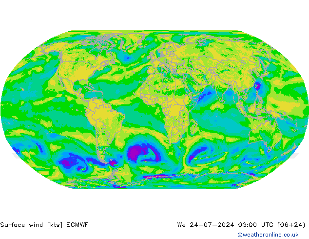 Wind 10 m ECMWF wo 24.07.2024 06 UTC