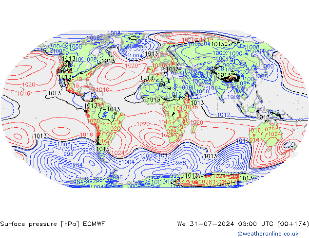 Luchtdruk (Grond) ECMWF wo 31.07.2024 06 UTC