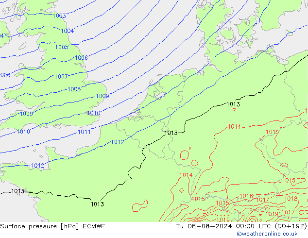 地面气压 ECMWF 星期二 06.08.2024 00 UTC