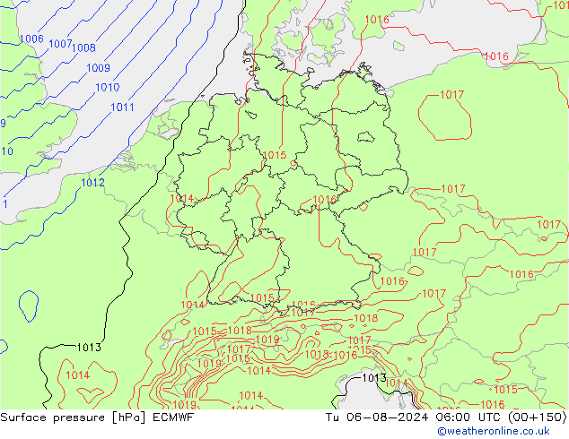地面气压 ECMWF 星期二 06.08.2024 06 UTC