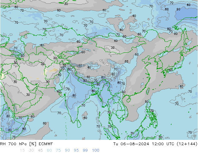 RV 700 hPa ECMWF di 06.08.2024 12 UTC