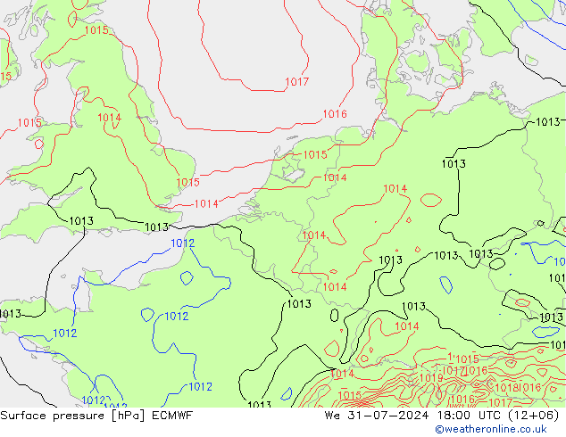 地面气压 ECMWF 星期三 31.07.2024 18 UTC