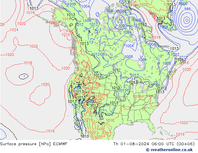 Luchtdruk (Grond) ECMWF do 01.08.2024 06 UTC