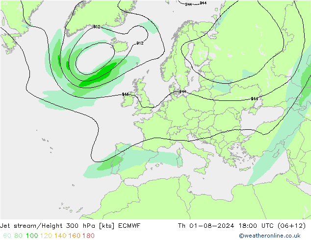Straalstroom ECMWF do 01.08.2024 18 UTC