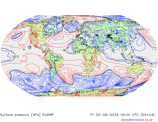 地面气压 ECMWF 星期五 02.08.2024 06 UTC