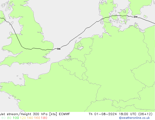 高速氣流 ECMWF 星期四 01.08.2024 18 UTC