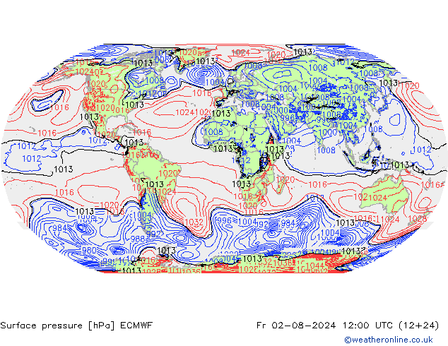 Luchtdruk (Grond) ECMWF vr 02.08.2024 12 UTC