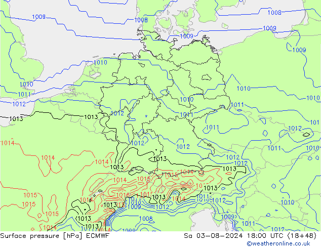 Luchtdruk (Grond) ECMWF za 03.08.2024 18 UTC