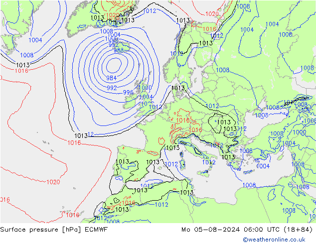 地面气压 ECMWF 星期一 05.08.2024 06 UTC
