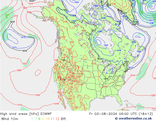 High wind areas ECMWF 星期五 02.08.2024 06 UTC