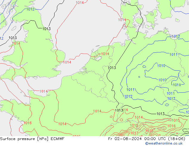 地面气压 ECMWF 星期五 02.08.2024 00 UTC
