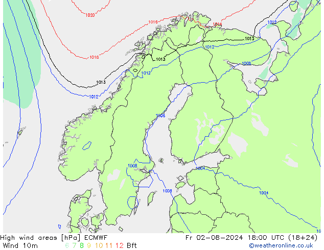 Windvelden ECMWF vr 02.08.2024 18 UTC