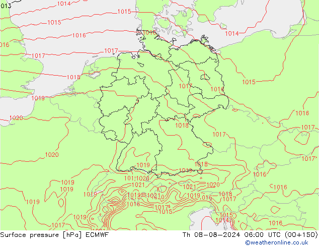 Luchtdruk (Grond) ECMWF do 08.08.2024 06 UTC