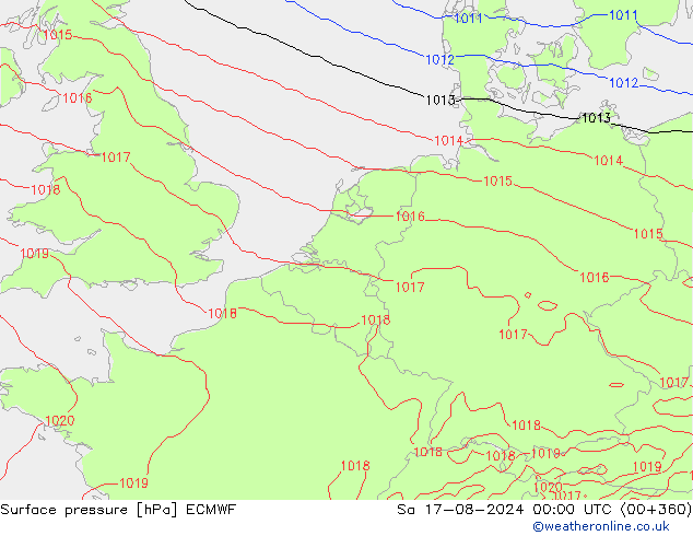 Luchtdruk (Grond) ECMWF za 17.08.2024 00 UTC
