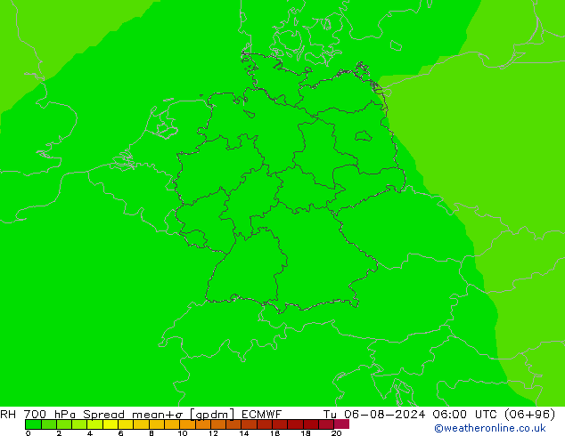 RV 700 hPa Spread ECMWF di 06.08.2024 06 UTC