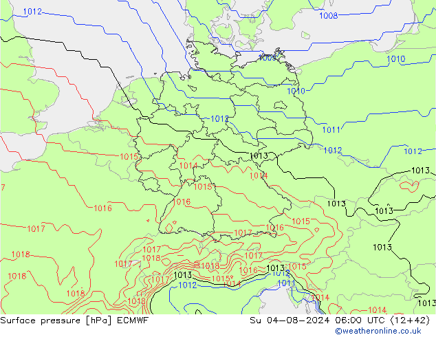 地面气压 ECMWF 星期日 04.08.2024 06 UTC