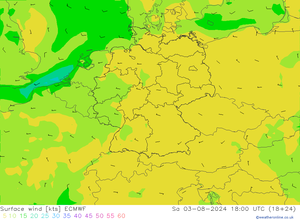 Wind 10 m ECMWF za 03.08.2024 18 UTC