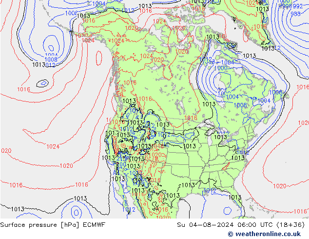 Luchtdruk (Grond) ECMWF zo 04.08.2024 06 UTC